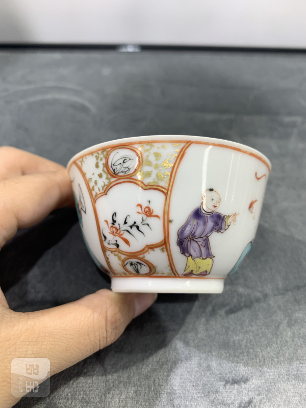 清乾隆广彩教子图茶园 - 图8